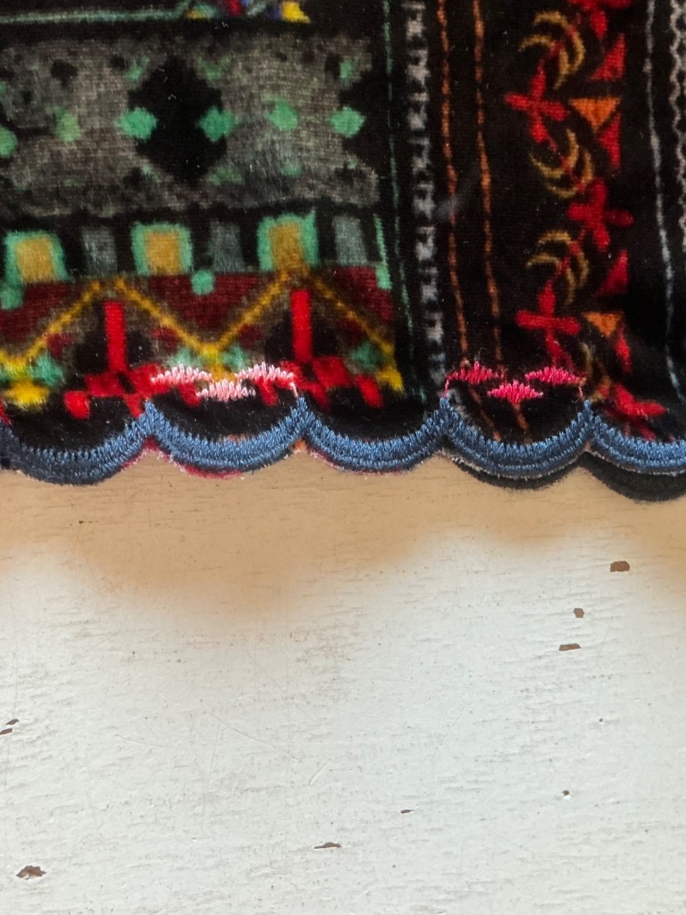 Johnny Was Abril floral velvet kimono sleeve cropped top w/scalloped edges M - Picture 8 of 12